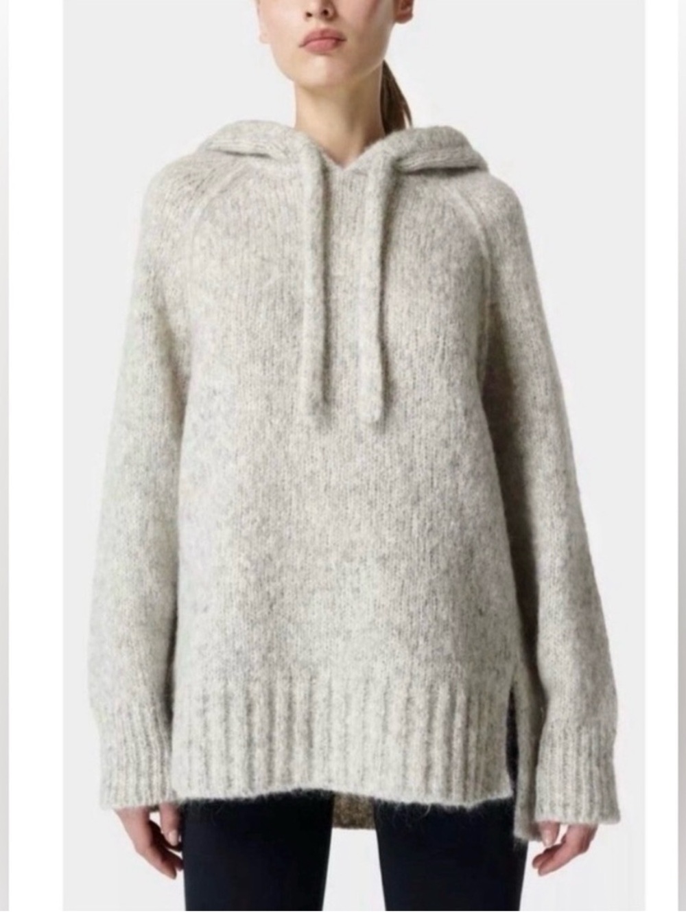 Sweaty Betty Light Gray Funnel Neck alpaca and Mohair Blend Sweater